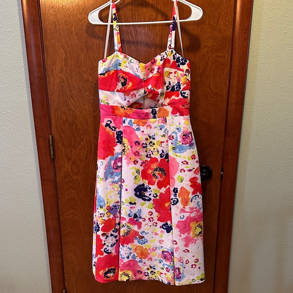 RACHEL Rachel Roy Red and Pink Floral Midi Dress